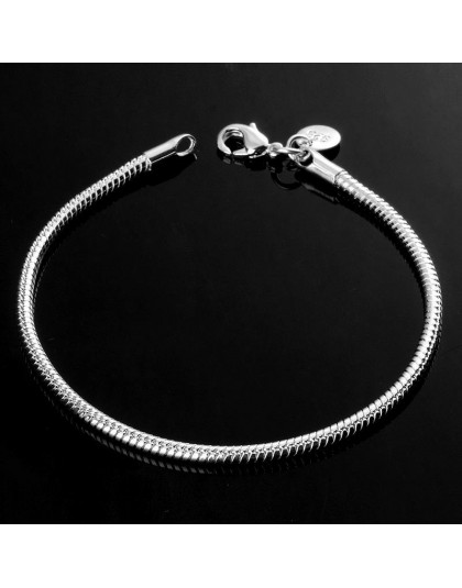 Hurtownia srebrna bransoleta, 925 moda srebrna pozłacana biżuteria 3mm wąż kości bransoletka biżuteria akcesoria