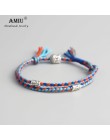 AMIU tybetański buddyjski szczęście tkane Amulet tybetański bransoletki rzemykowe i Bangles dla kobiet mężczyzn ręcznie liny bud