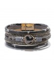 Amorcome czeska skóra lamparta bransoletki dla kobiet 2019 modne bransoletki i bransolety Crystal Wide Wrap bransoletka biżuteri