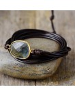 Rope Wrap bransoletka kamienie naturalne labradoryt Boho długa bransoletka przyjaźni unikatowe ręcznie etniczne bransoletki Drop
