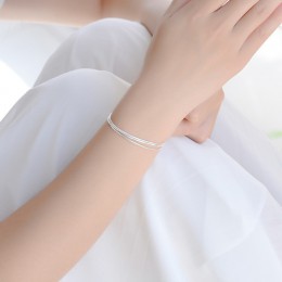 925 srebro 3 warstwy zawieszka w kształcie węża bransoletki Link Chain regulowane bransoletki dla kobiet wesele biżuteria A168