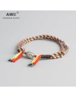 AMIU tybetański buddyjski szczęście tkane Amulet tybetański bransoletki rzemykowe i Bangles dla kobiet mężczyzn ręcznie liny bud