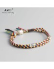AMIU tybetański buddyjski szczęście tkane Amulet tybetański bransoletki rzemykowe i Bangles dla kobiet mężczyzn ręcznie liny bud