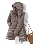 7XL Winter Woman wyściełana długa kurtka z kapturem biała kaczuszka żeński płaszcz Ultra lekkie cienkie solidne kurtki płaszcz p