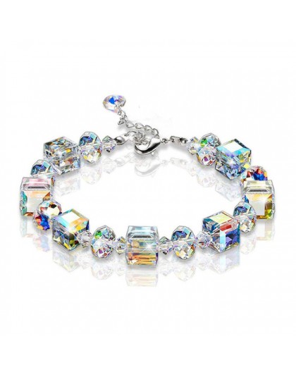 2019 moda lato kwadratowe kryształy Link Chain Stretch Charm bransoletki dla kobiet regulowana strona biżuteria Pulseras Mujer
