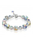 2019 moda lato kwadratowe kryształy Link Chain Stretch Charm bransoletki dla kobiet regulowana strona biżuteria Pulseras Mujer