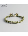 AMIU tybetański buddyjski szczęście tkane Amulet tybetański bransoletki rzemykowe i Bangles dla kobiet mężczyzn ręcznie liny bud