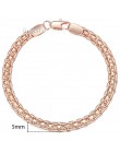 5mm bransoletka dla kobiet dziewczyn 585 różowe złoto Bismark Link Chain bransoletka kobieta biżuteria gorąca impreza biżuteria 