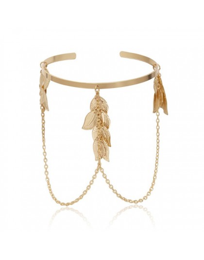 Złote Boho/srebrne liście bransoleta na ramię dla kobiet miłość bransoletka w stylu Retro bransoletka biżuteria kobiet Charms br