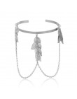 Złote Boho/srebrne liście bransoleta na ramię dla kobiet miłość bransoletka w stylu Retro bransoletka biżuteria kobiet Charms br