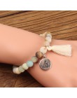 Naturalny kamień lotos budda Charm bransoletka mala z pomponem Turkoois koraliki bransoletki bransoletki kobiety joga bransoletk