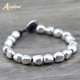 Anslow sprzedaż nowy projekt Handmade DIY koraliki ze stopu cynku unikalne posrebrzane bransoletki przyjaźni prezent urodzinowy 