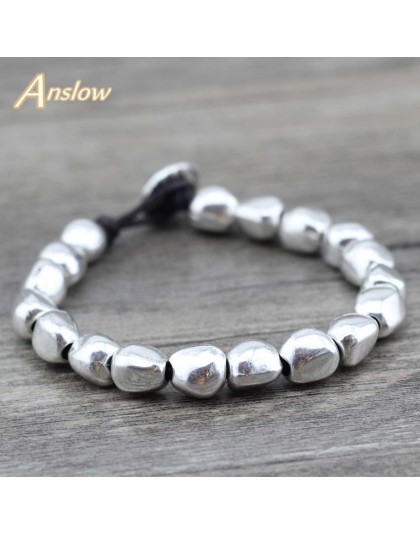 Anslow sprzedaż nowy projekt Handmade DIY koraliki ze stopu cynku unikalne posrebrzane bransoletki przyjaźni prezent urodzinowy 