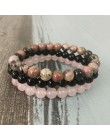 8mm czarny onyks Rhodonite Rose quartz zroszony nadgarstek mężczyźni z kamieniem naturalnym dla kobiet zestawy bransoletek wieżo