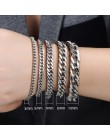 PUNK kolor srebrny łańcuszek bransoletka moda męska bransoletki ze stali nierdzewnej 3MM 5MM 7MM 9MM 11MM