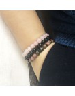 8mm czarny onyks Rhodonite Rose quartz zroszony nadgarstek mężczyźni z kamieniem naturalnym dla kobiet zestawy bransoletek wieżo