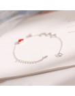 ANENJERY słodki 925 Sterling srebrny czerwony serce bransoletka z cyrkoniami dla kobiet walentynki prezent biżuteria pulseras S-