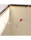 ANENJERY słodki 925 Sterling srebrny czerwony serce bransoletka z cyrkoniami dla kobiet walentynki prezent biżuteria pulseras S-