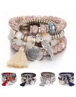 DIEZI Bohemia kryształowe bransoletki z koralików dla kobiet bransoletka kobiece Tassel z kamienia naturalnego Charms nadgarstek