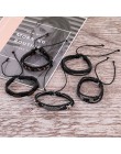 17IF boho punk Vintage men bracelet Leaf Feather wielowarstwowa skórzana bransoletka meska leather bracelet moda męska pleciona 