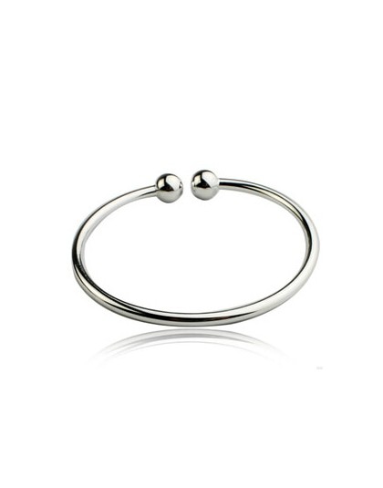 Gorąca sprzedaż kobiet 925 Sterling Silver klasyczne gładkie bransoletki otwarte mankietów bransoletki i Bangles biżuteria pulse