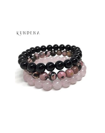 8mm czarny onyks Rhodonite Rose quartz zroszony nadgarstek mężczyźni z kamieniem naturalnym dla kobiet zestawy bransoletek wieżo