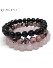 8mm czarny onyks Rhodonite Rose quartz zroszony nadgarstek mężczyźni z kamieniem naturalnym dla kobiet zestawy bransoletek wieżo