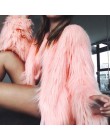 Moda futrzany płaszcz ze sztucznego futra kobiety puszysty ciepły długi rękaw damska odzież wierzchnia jesień płaszcz zimowy kur
