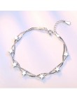 Anenjery 925 srebro bransoletka kwadratowe pudełko gwiazda podwójny łańcuch regulowana bransoletka Anklet dla kobiet pulseira S-