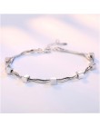 Anenjery 925 srebro bransoletka kwadratowe pudełko gwiazda podwójny łańcuch regulowana bransoletka Anklet dla kobiet pulseira S-