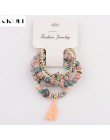 OIQUEI Vintage 4 sztuk/partia kobiety zestaw bransoletek czechy urok CZ ręcznie z kamienia naturalnego koraliki Tassel wisiorki 
