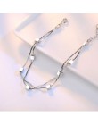 Anenjery 925 srebro bransoletka kwadratowe pudełko gwiazda podwójny łańcuch regulowana bransoletka Anklet dla kobiet pulseira S-