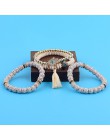 OIQUEI Vintage 4 sztuk/partia kobiety zestaw bransoletek czechy urok CZ ręcznie z kamienia naturalnego koraliki Tassel wisiorki 
