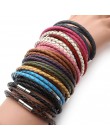 2020 New Fashion 100% pleciony pasek z prawdziwej skóry bransoletka mężczyźni kobiety zapięcia magnetyczne Charm bransoletki Pul