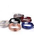 ALLYES wielowarstwowe skórzane bransoletki dla kobiet Femme 6 kolorów zapięcie magnetyczne Crystal Bohemian Double Wrap bransole