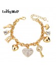 LongWay Heart Beetle Charm bransoletki bransoletki dla kobiet złota kolorowa bransoletka austriacki kryształowy łańcuszek Pulser