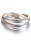 ALLYES wielowarstwowe skórzane bransoletki dla kobiet Femme 6 kolorów zapięcie magnetyczne Crystal Bohemian Double Wrap bransole