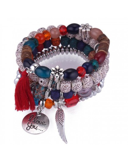 DIEZI Bohemia kryształowe bransoletki z koralików dla kobiet bransoletka kobiece Tassel z kamienia naturalnego Charms nadgarstek