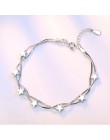 Anenjery 925 srebro bransoletka kwadratowe pudełko gwiazda podwójny łańcuch regulowana bransoletka Anklet dla kobiet pulseira S-
