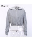 Mnealways18 kamizelka odblaskowa hiphopowy sweter moda Casual z kapturem płaszcz zamki 2019 jesień kobiety kurtki płaszcze dziew