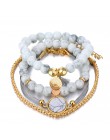 FAMSHIN czeski Handmade splot serca długie kutas zestawy bransoletek kobiety 2019 nowy szary Rope Chain bransoletki biżuteria Ch