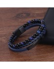 Moda biżuteria męska plecione skórzane bransoletki Tiger ee bransoletka z koralików czarne zapięcia magnetyczne ze stali nierdze