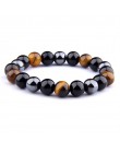 Naturalny czarny obsydian hematyt koraliki w kolorze tiger eye bransoletki mężczyzn dla magnetyczny ochrona zdrowia kobiety biżu