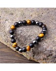 Naturalny czarny obsydian hematyt koraliki w kolorze tiger eye bransoletki mężczyzn dla magnetyczny ochrona zdrowia kobiety biżu
