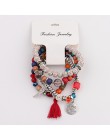 OIQUEI Vintage 4 sztuk/partia kobiety zestaw bransoletek czechy urok CZ ręcznie z kamienia naturalnego koraliki Tassel wisiorki 
