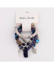 OIQUEI Vintage 4 sztuk/partia kobiety zestaw bransoletek czechy urok CZ ręcznie z kamienia naturalnego koraliki Tassel wisiorki 