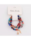 OIQUEI Vintage 4 sztuk/partia kobiety zestaw bransoletek czechy urok CZ ręcznie z kamienia naturalnego koraliki Tassel wisiorki 