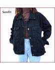 Kurtka Semfri kobiety czarna kurtka dżinsowa zimowe dżinsy płaszcz Casual Harajuku Streetwear kobiece dżinsy Vintage płaszcz Dro
