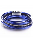 ALLYES wielowarstwowe skórzane bransoletki dla kobiet Femme 6 kolorów zapięcie magnetyczne Crystal Bohemian Double Wrap bransole