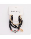 OIQUEI Vintage 4 sztuk/partia kobiety zestaw bransoletek czechy urok CZ ręcznie z kamienia naturalnego koraliki Tassel wisiorki 